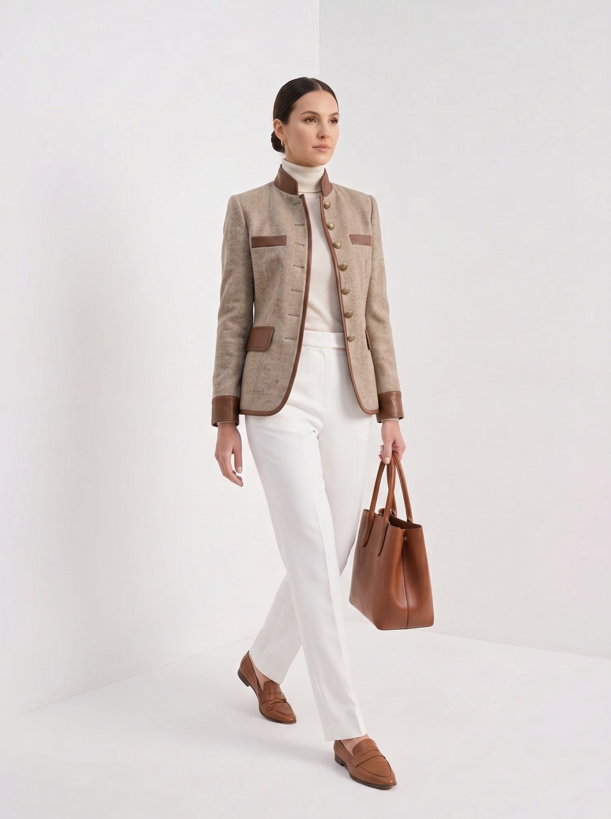 Bathilde | Veste à chevrons col montant