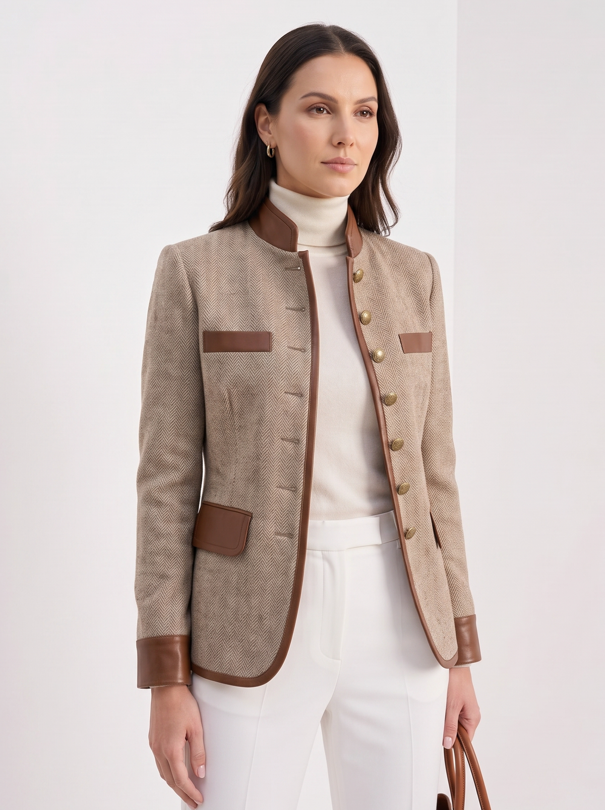 Bathilde | Veste à chevrons col montant