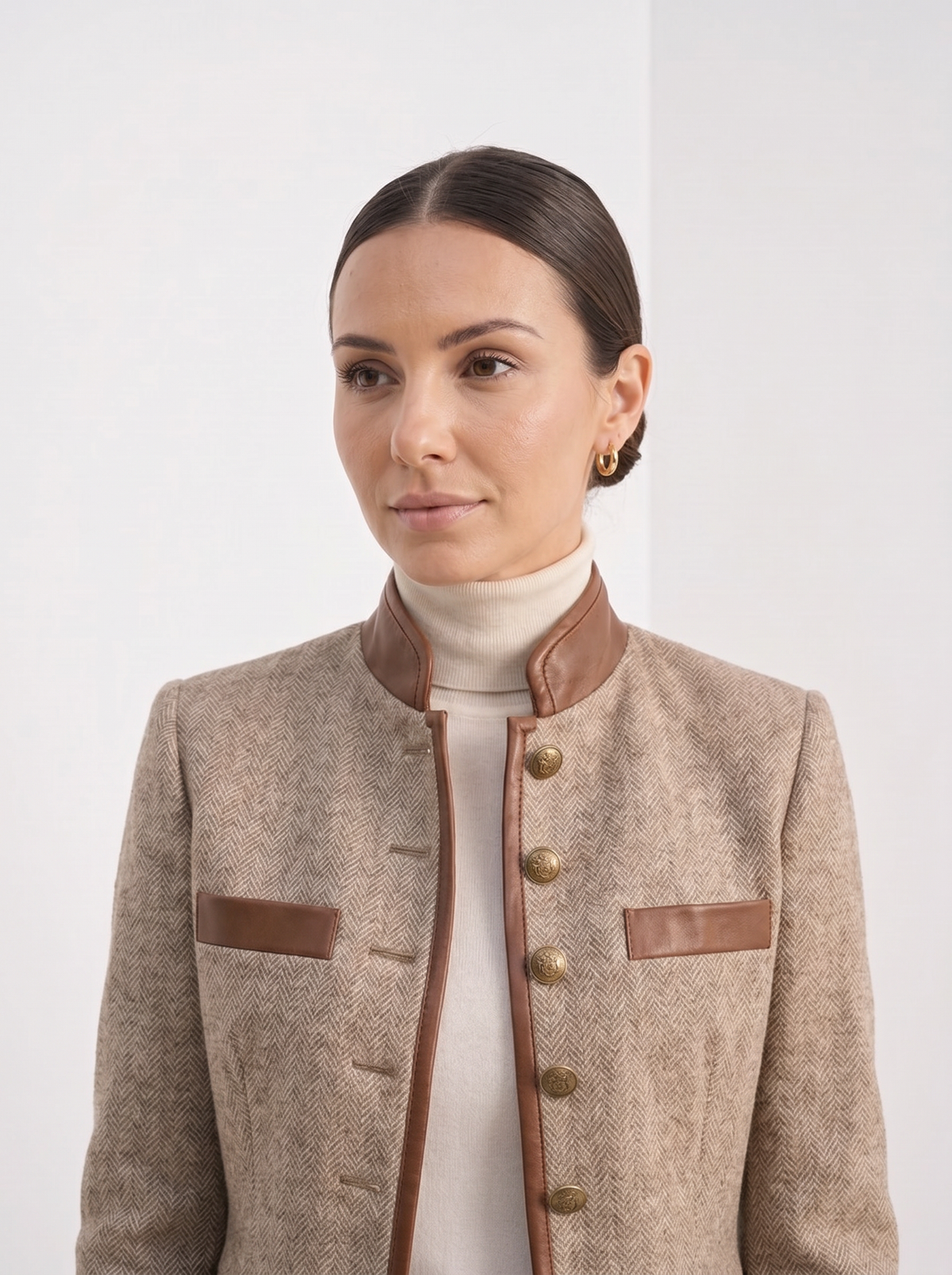 Bathilde | Veste à chevrons col montant