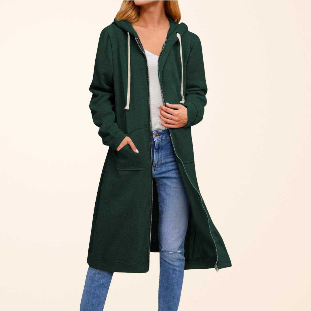 Edmée | Cardigan long zippé à capuche