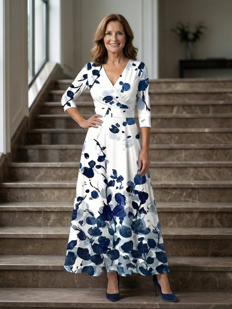 Sandrine | Robe Midi Croisée à Col Celine