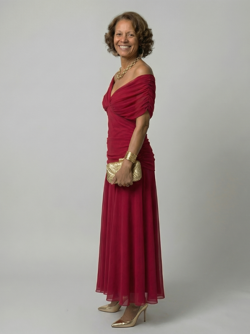 Manon | Robe Midi Décontractée à Épaules Dénudées Calen
