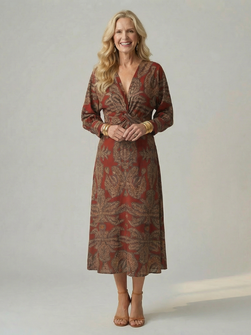 Danielle | Robe Midi Portefeuille Naturelle Lune