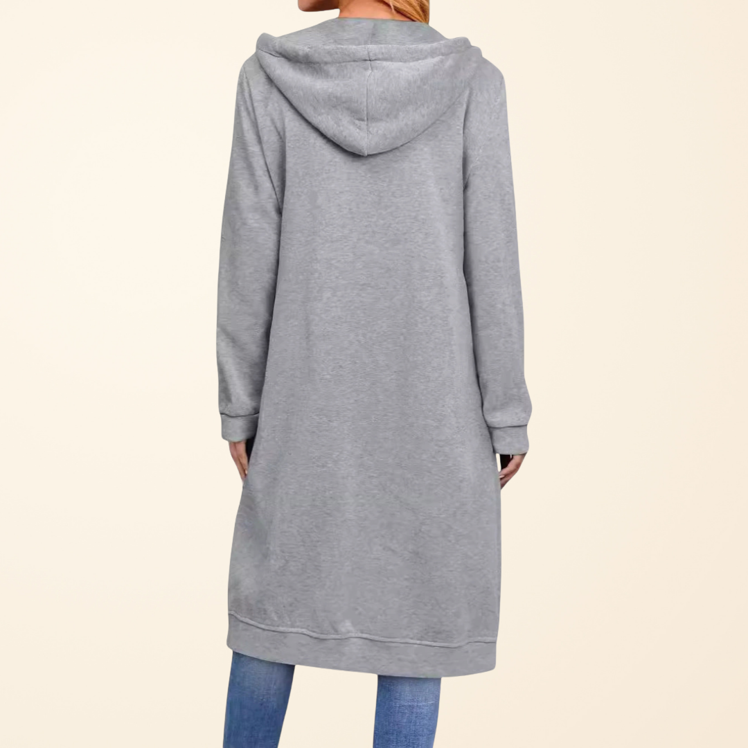 Edmée | Cardigan long zippé à capuche