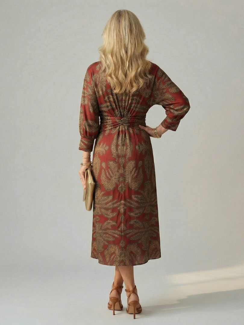 Danielle | Robe Midi Portefeuille Naturelle Lune