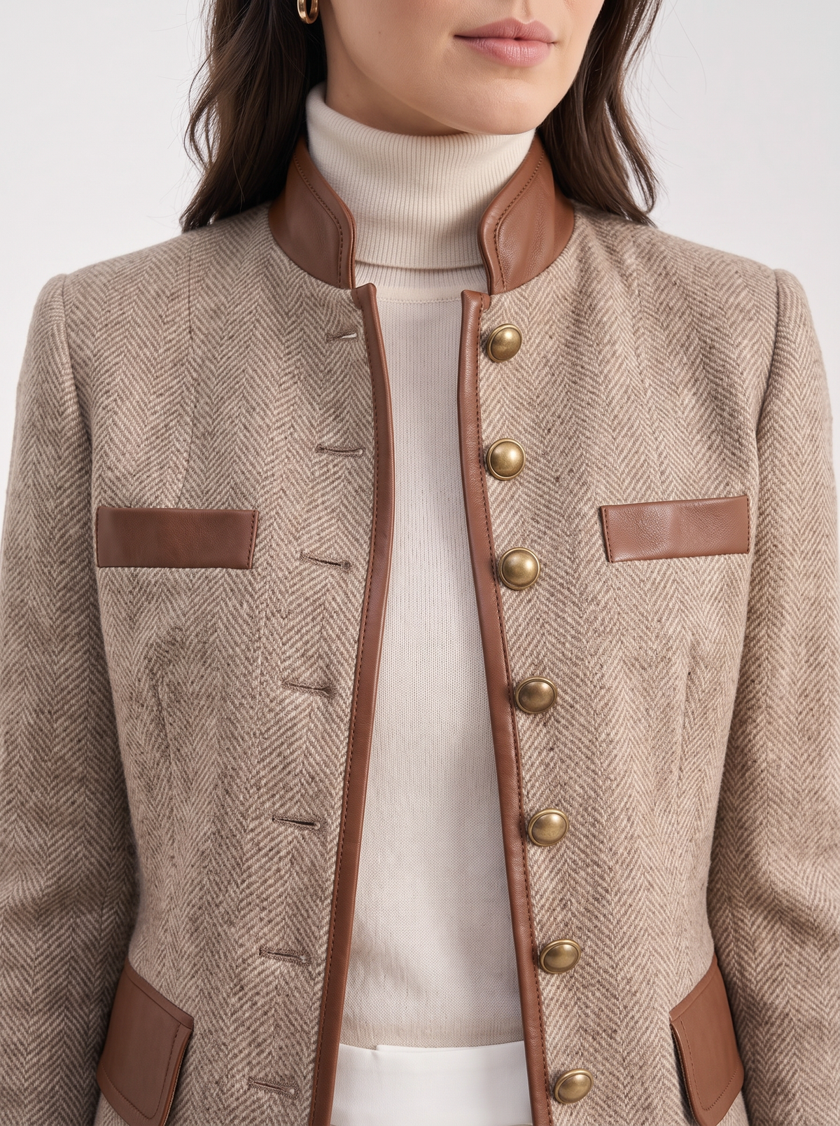 Bathilde | Veste à chevrons col montant