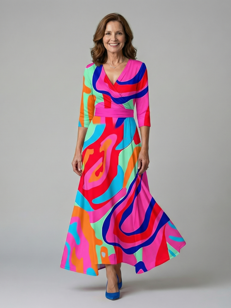 Sandrine | Robe Midi Croisée à Col Celine