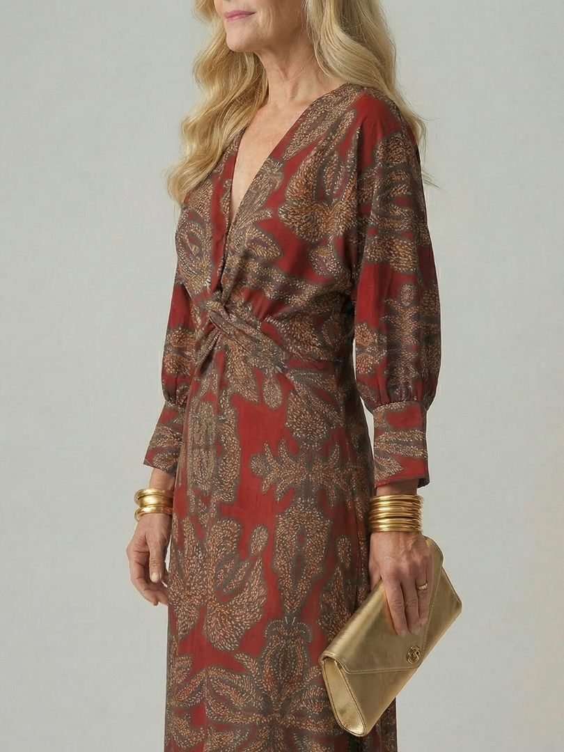 Danielle | Robe Midi Portefeuille Naturelle Lune