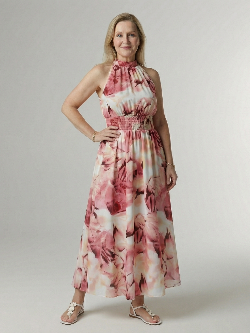 Françoise | Robe Midi à Col Américain Froncé Sylin