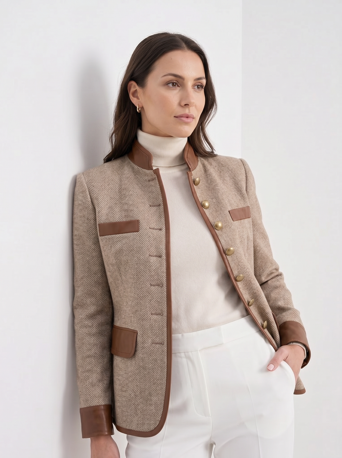 Bathilde | Veste à chevrons col montant