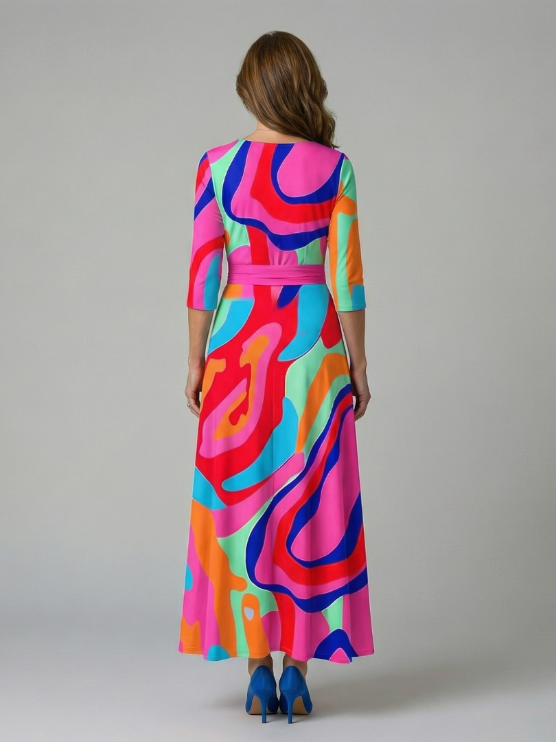 Sandrine | Robe Midi Croisée à Col Celine