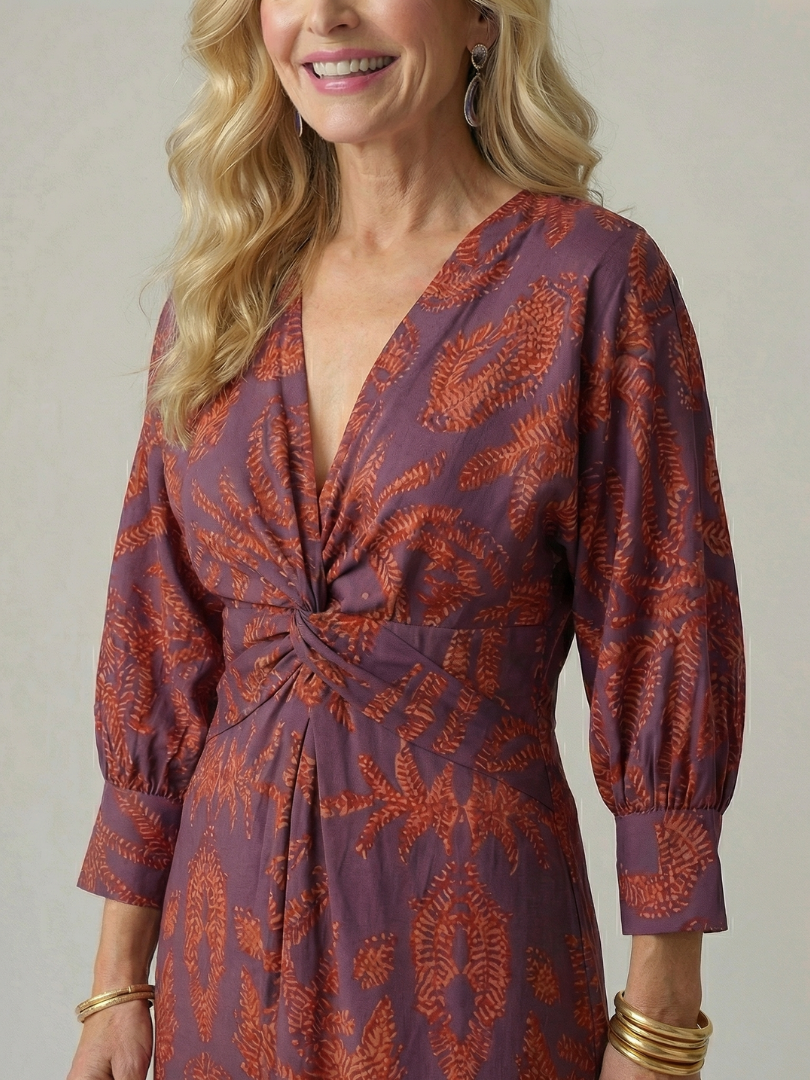 Danielle | Robe Midi Portefeuille Naturelle Lune