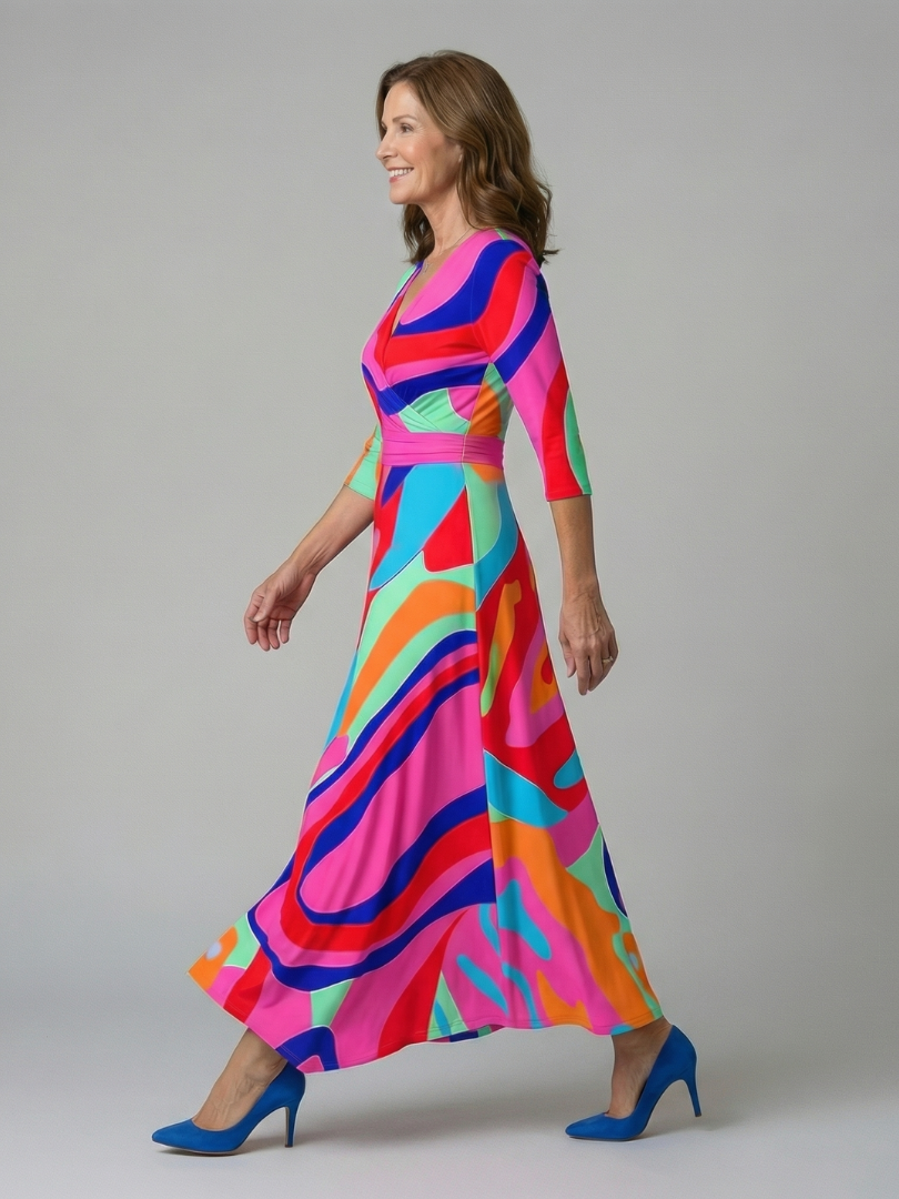 Sandrine | Robe Midi Croisée à Col Celine
