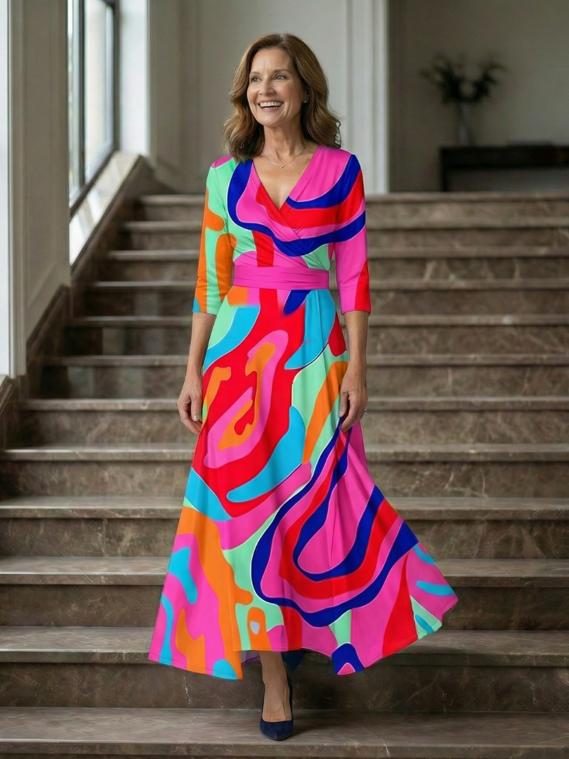 Sandrine | Robe Midi Croisée à Col Celine