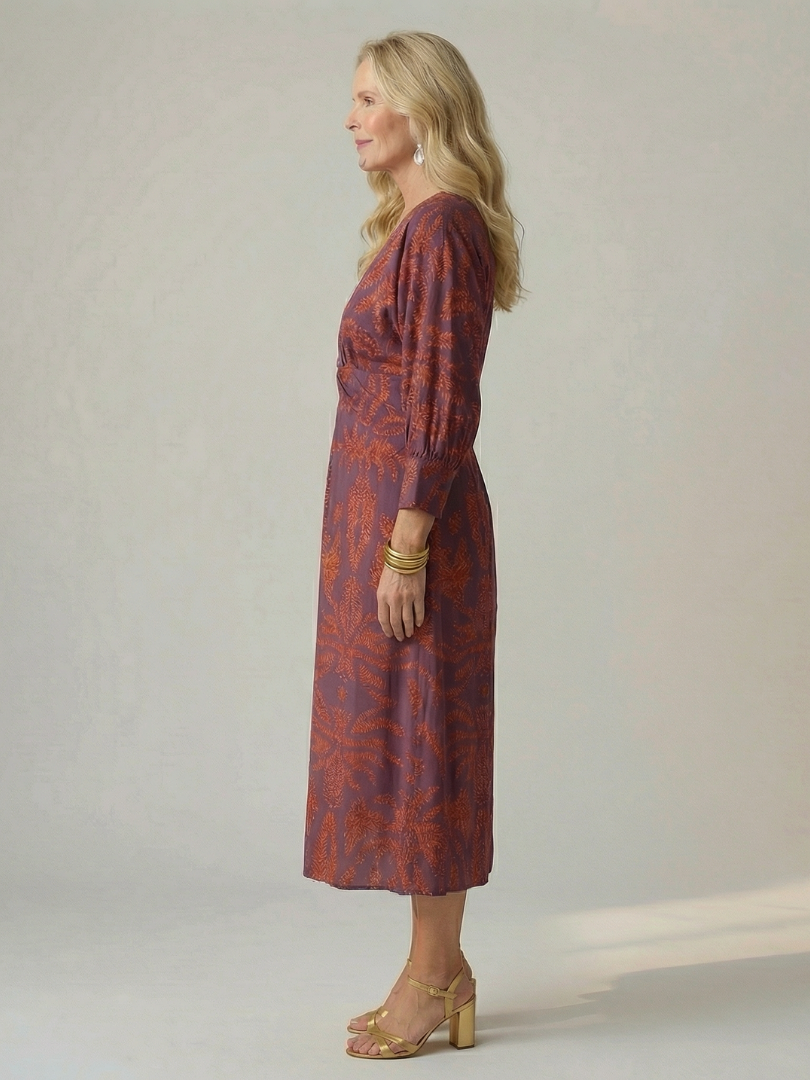 Danielle | Robe Midi Portefeuille Naturelle Lune