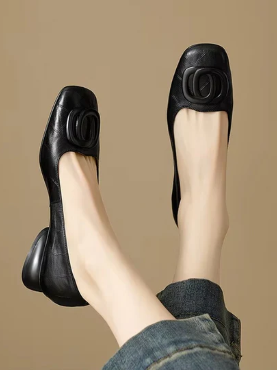 Ninon | Ballerines en Cuir avec Bout Carré