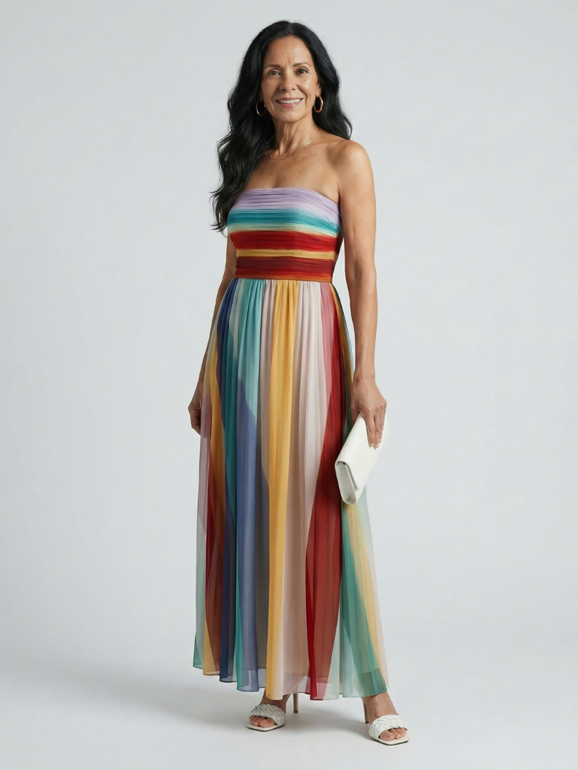 Monique | Robe Maxi à Rayures Légères Sereine