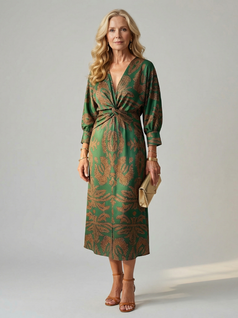 Danielle | Robe Midi Portefeuille Naturelle Lune
