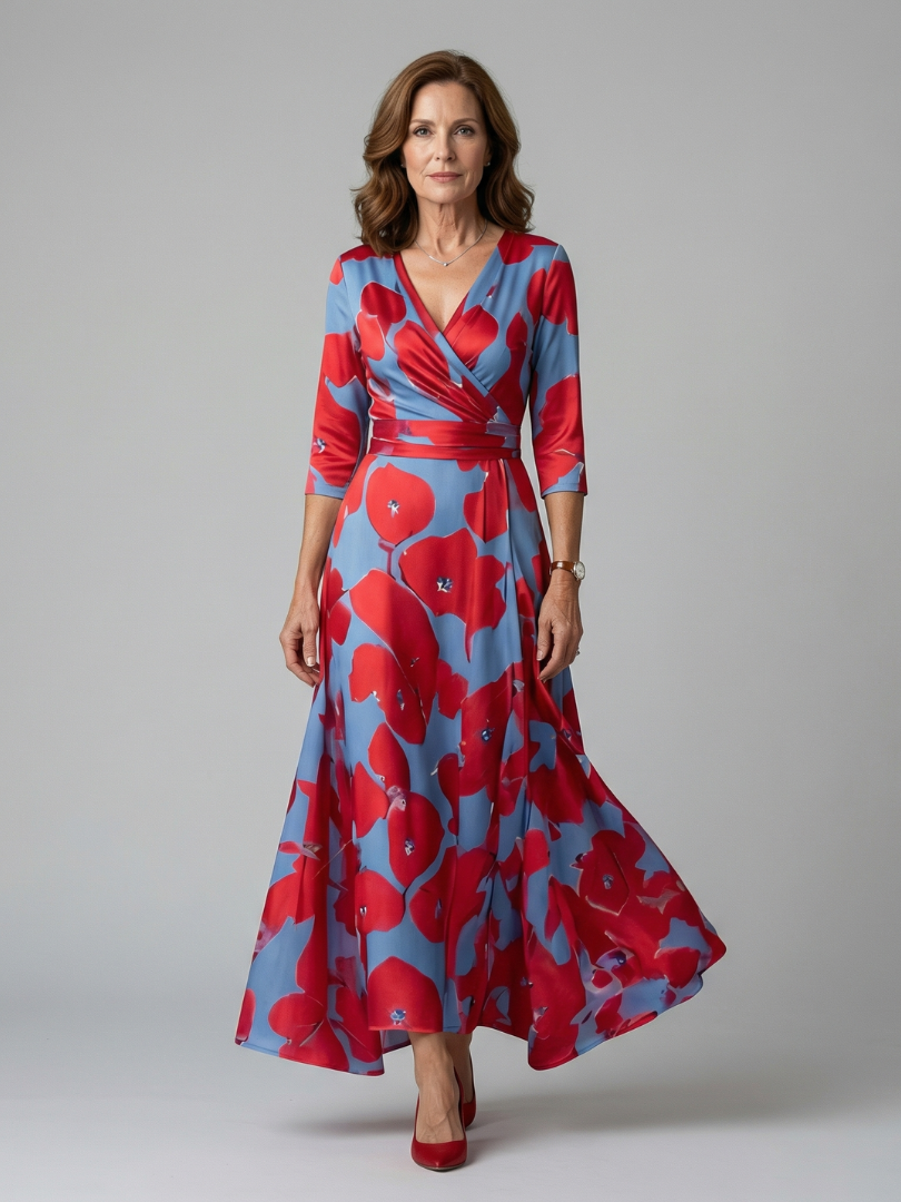 Sandrine | Robe Midi Croisée à Col Celine