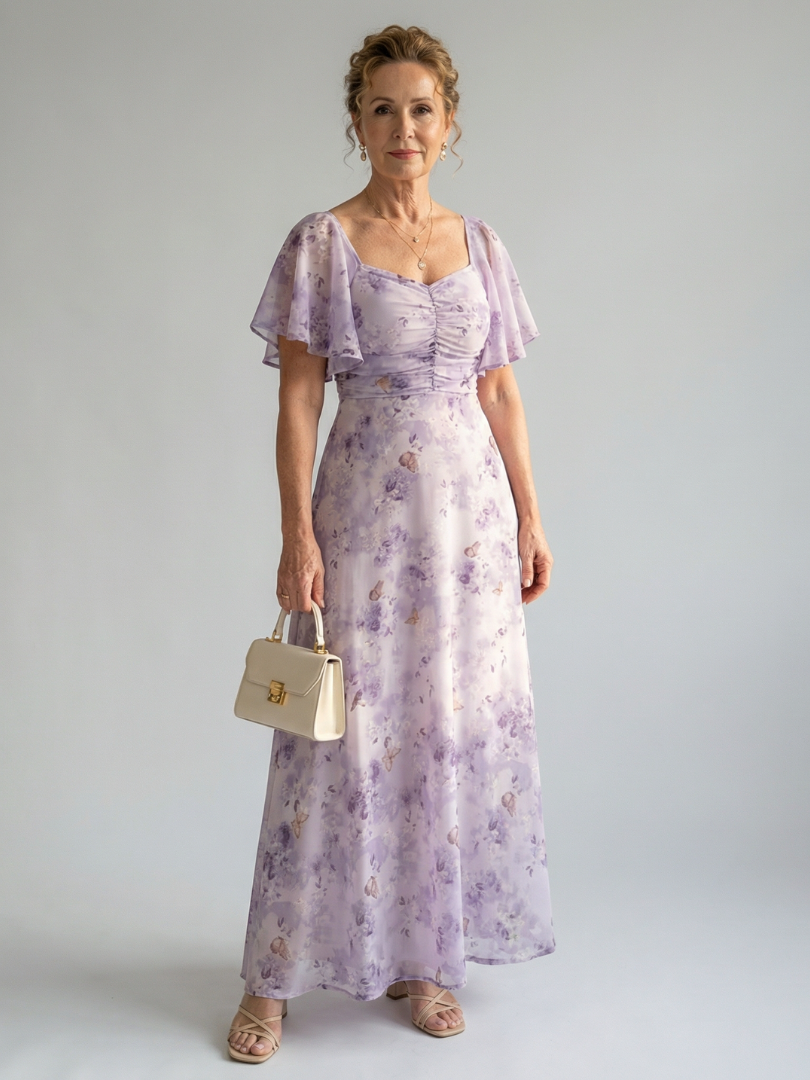 Océane | Robe Midi à Manches Volantes Vaelis
