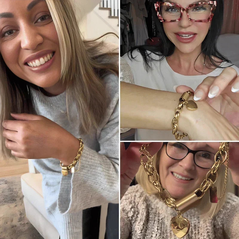Guadalupe - Élégant bracelet avec pendentif cœur doré