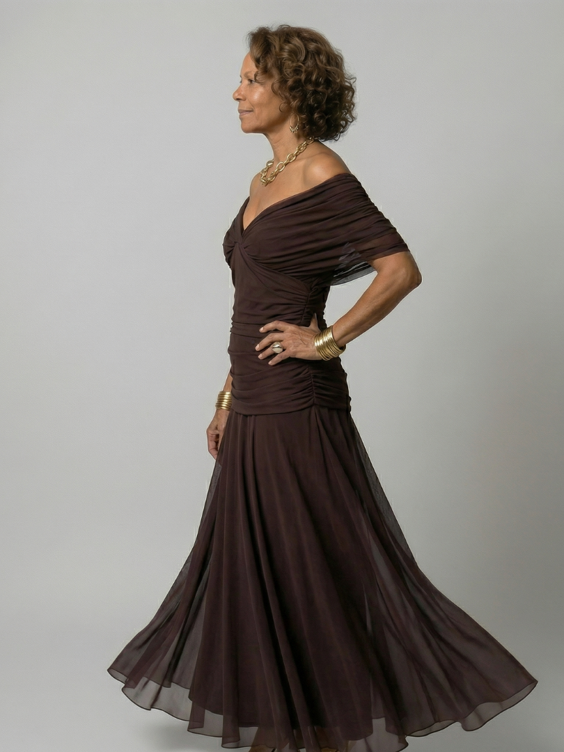 Manon | Robe Midi Décontractée à Épaules Dénudées Calen