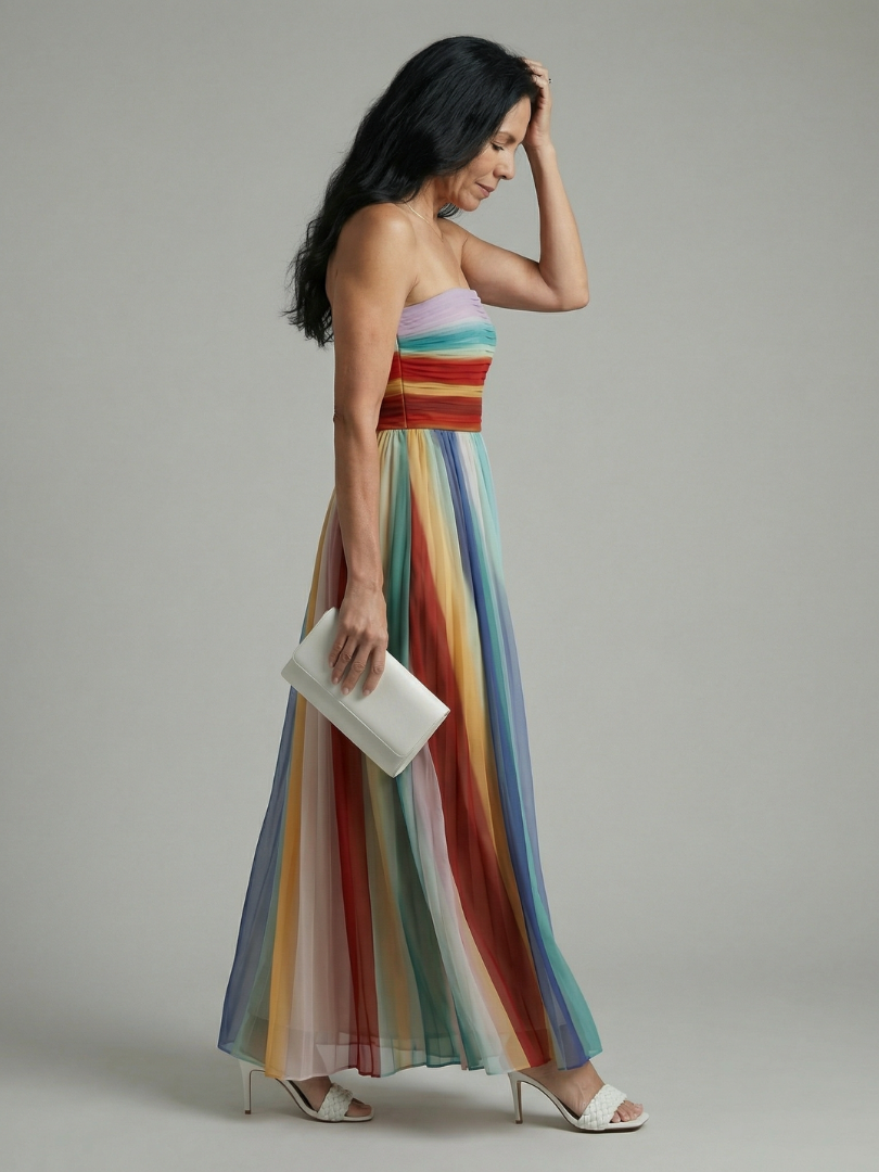 Monique | Robe Maxi à Rayures Légères Sereine