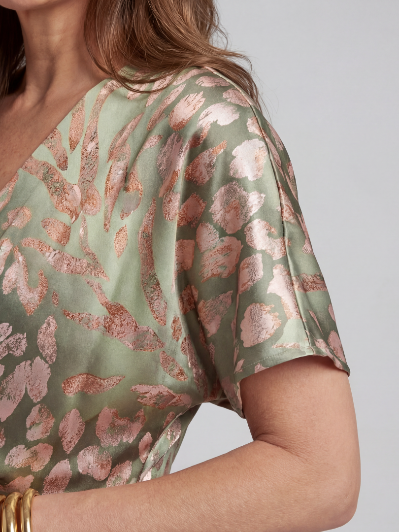 Christine | Robe Midi à Imprimé Abstrait Coralie