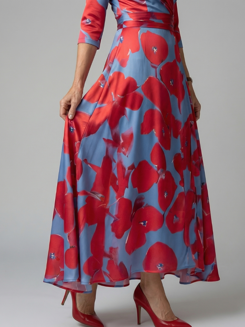 Sandrine | Robe Midi Croisée à Col Celine