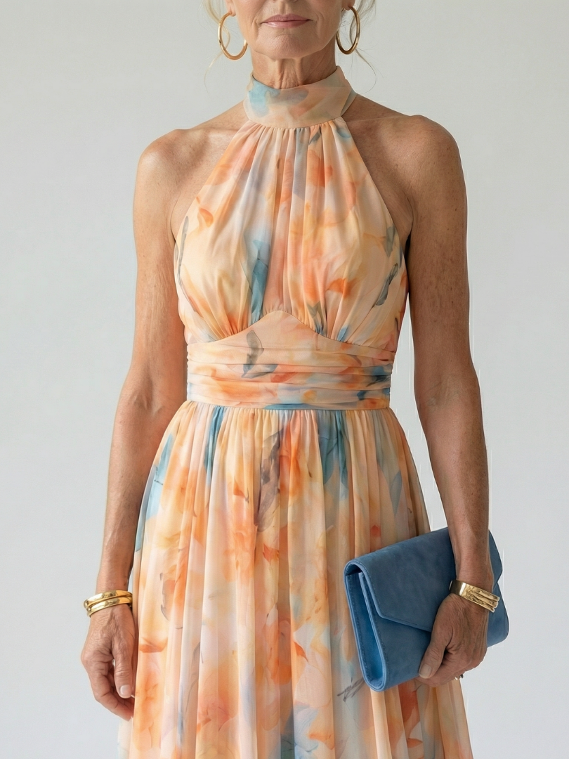 Léa | Robe Midi à Col Américain Doux Elin