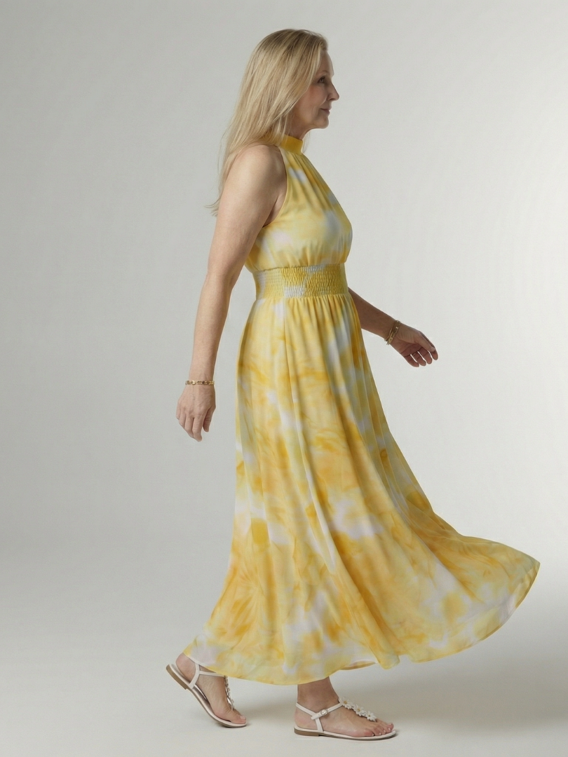 Françoise | Robe Midi à Col Américain Froncé Sylin