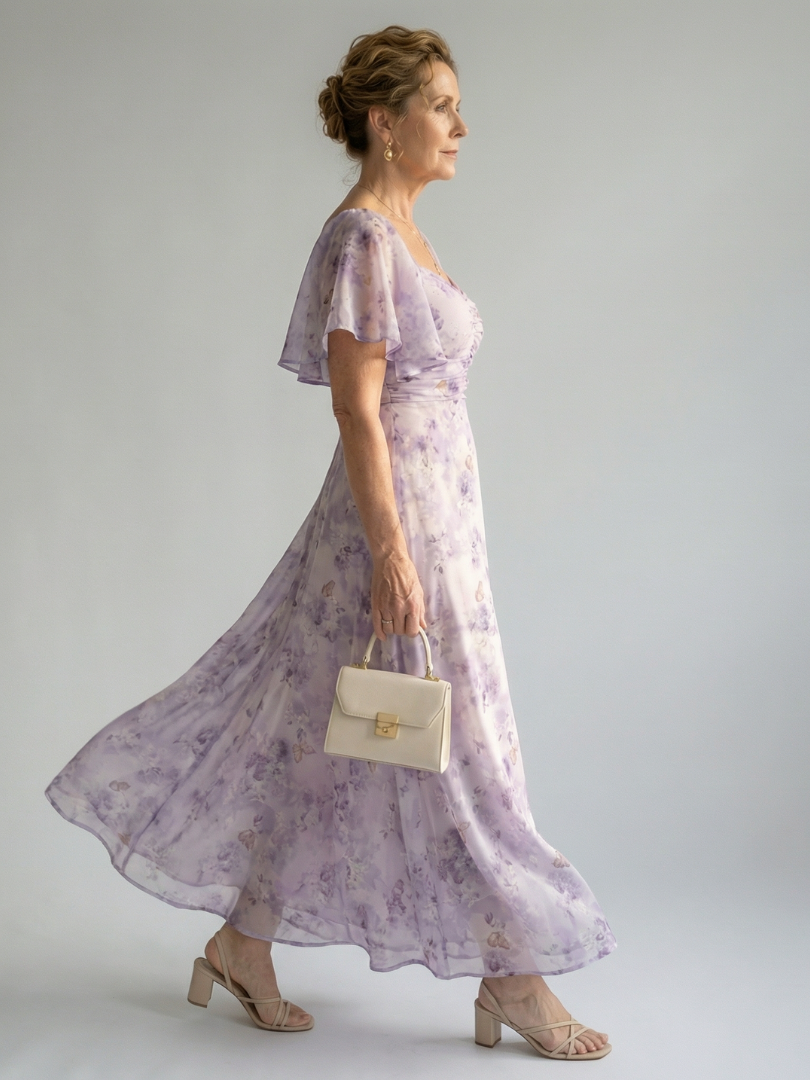 Océane | Robe Midi à Manches Volantes Vaelis