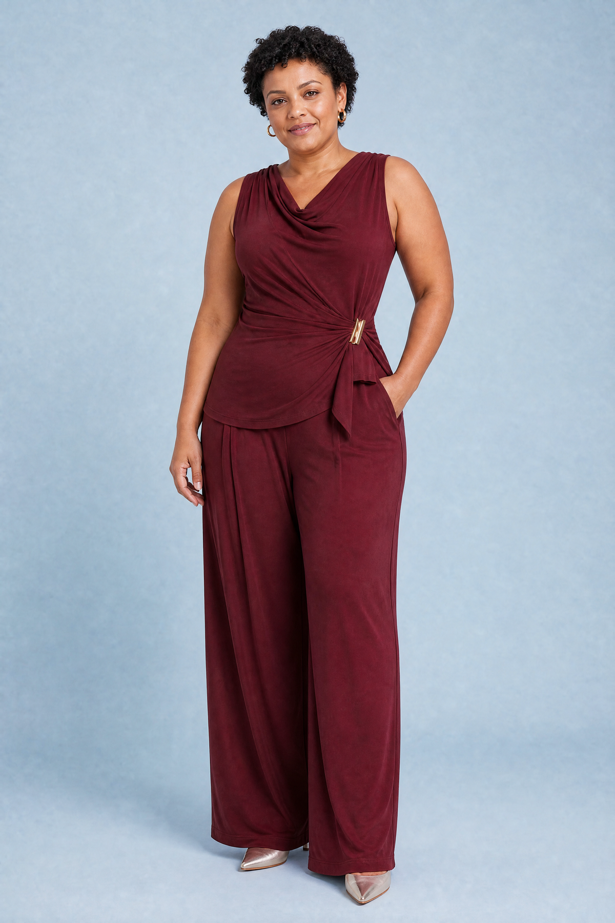 Léna | Ensemble col drapé asymétrique