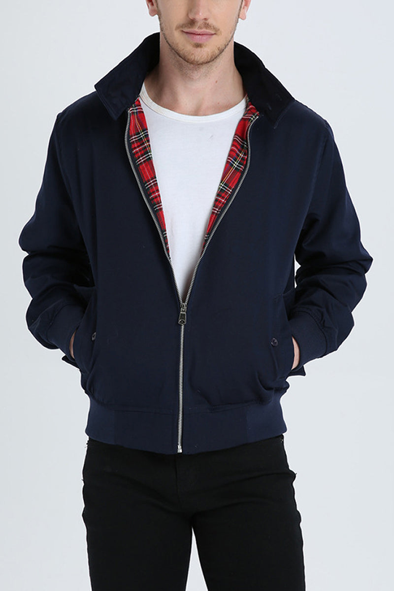 Éric | Veste Harrington élégante avec doublure tartan classique