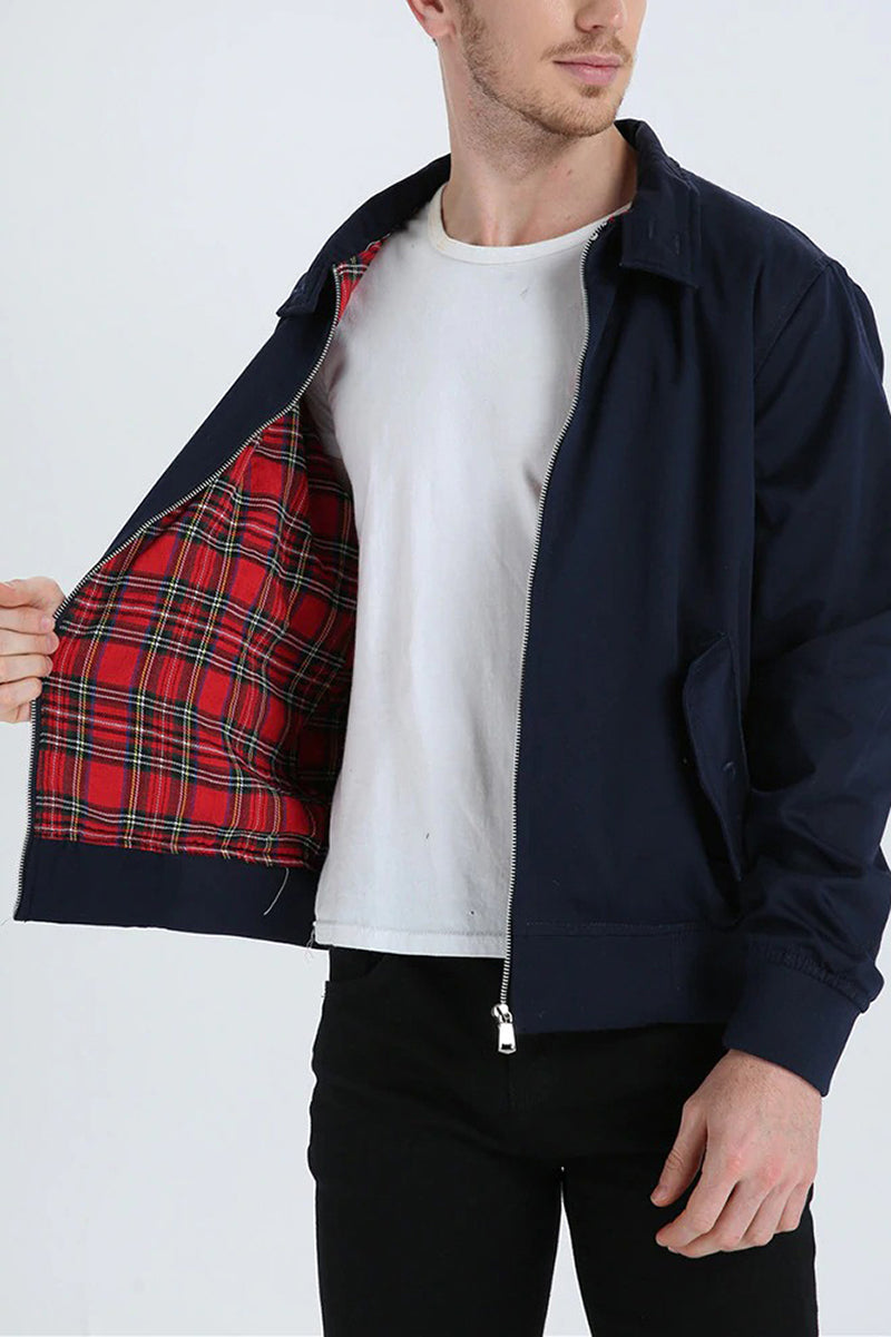 Éric | Veste Harrington élégante avec doublure tartan classique