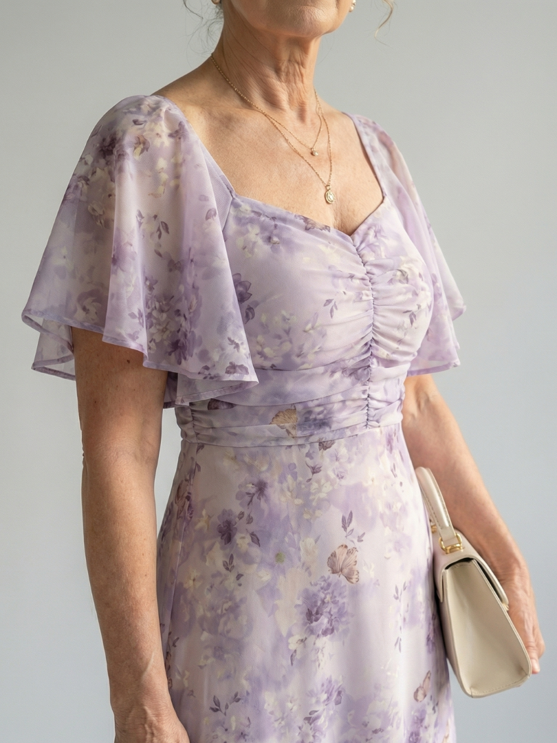 Océane | Robe Midi à Manches Volantes Vaelis