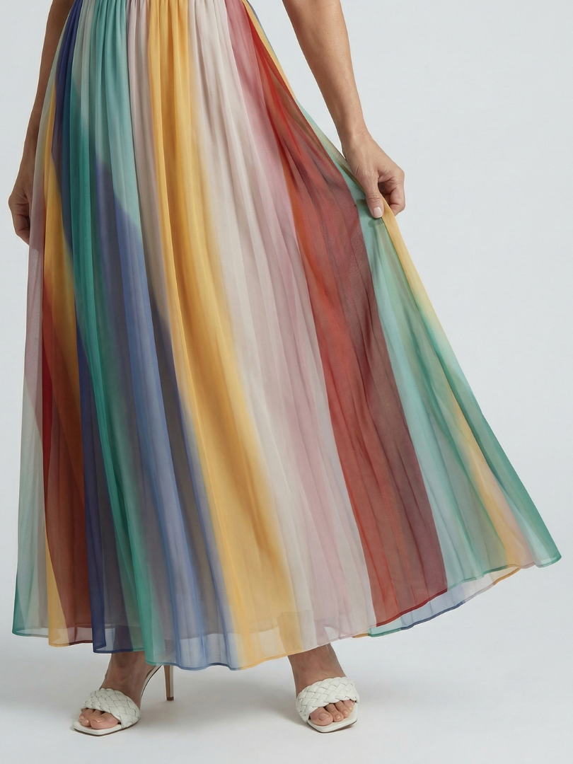 Monique | Robe Maxi à Rayures Légères Sereine