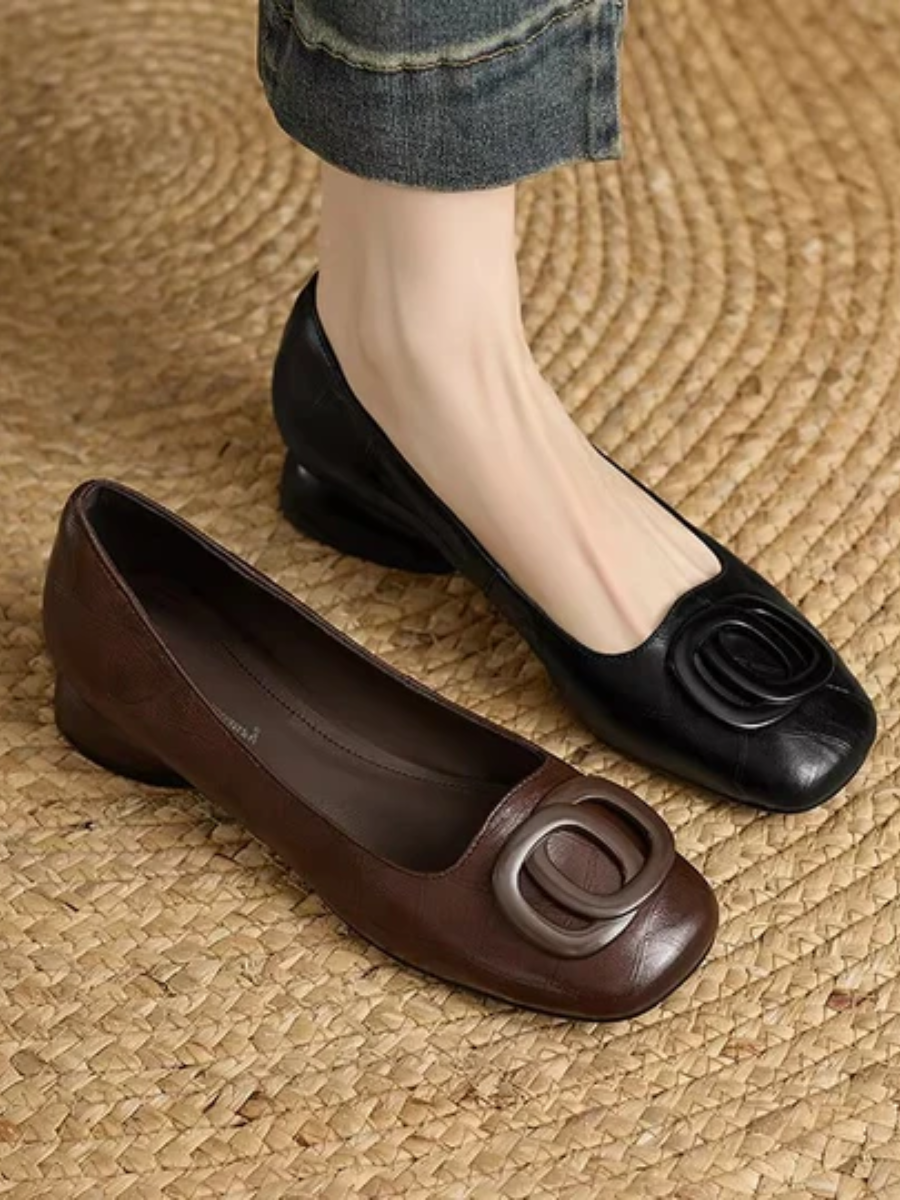 Ninon | Ballerines en Cuir avec Bout Carré