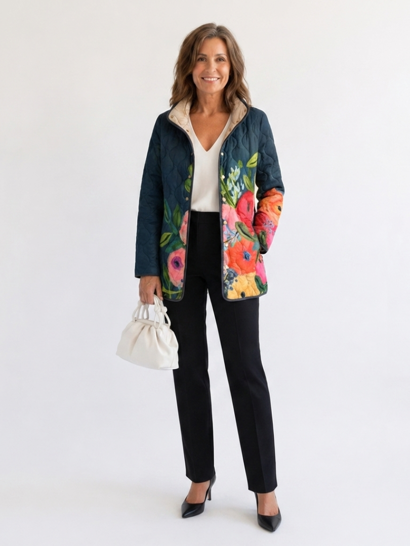 TROUSSEAU | Veste Matelassée Fleurs Peintes Camille