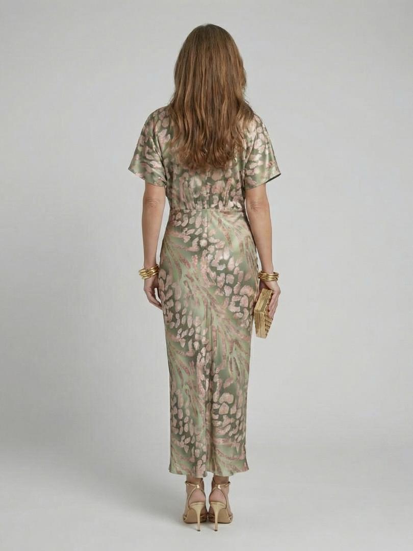 Christine | Robe Midi à Imprimé Abstrait Coralie