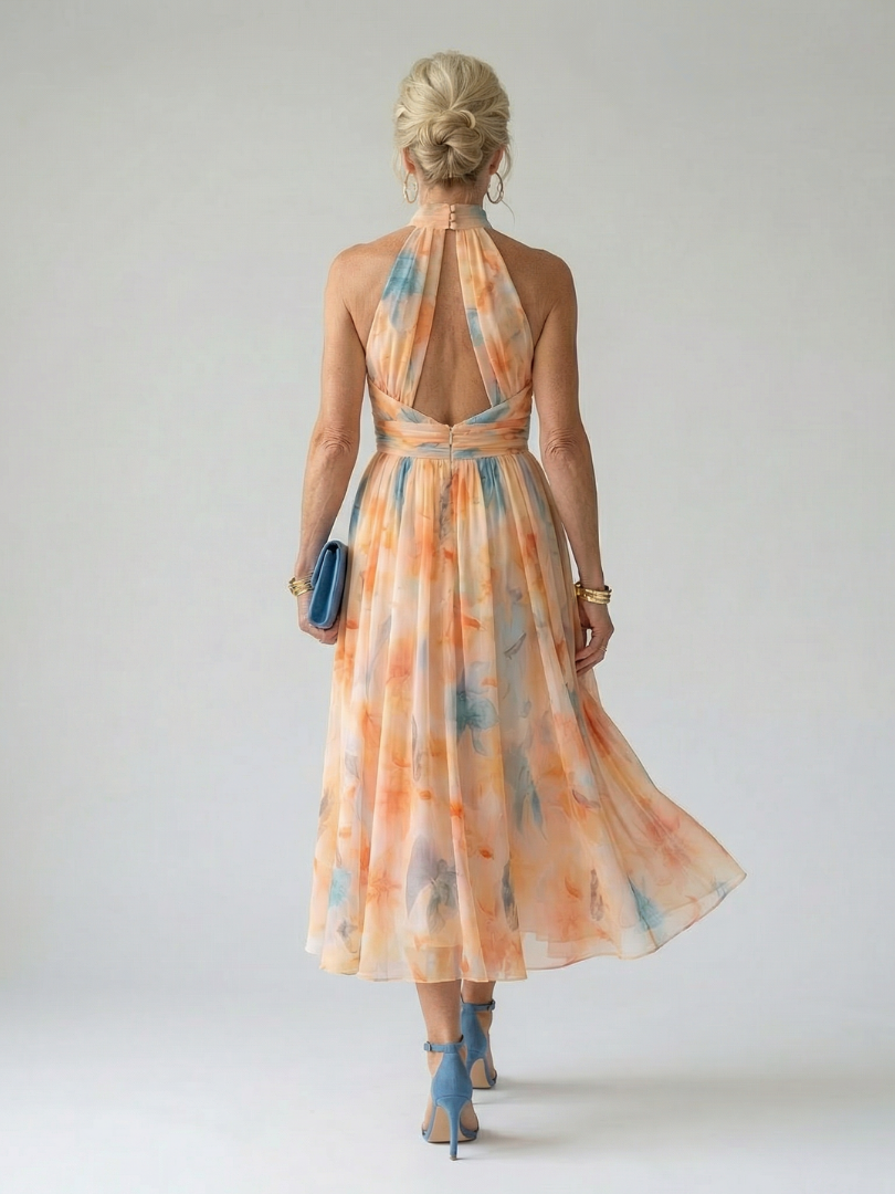 Léa | Robe Midi à Col Américain Doux Elin