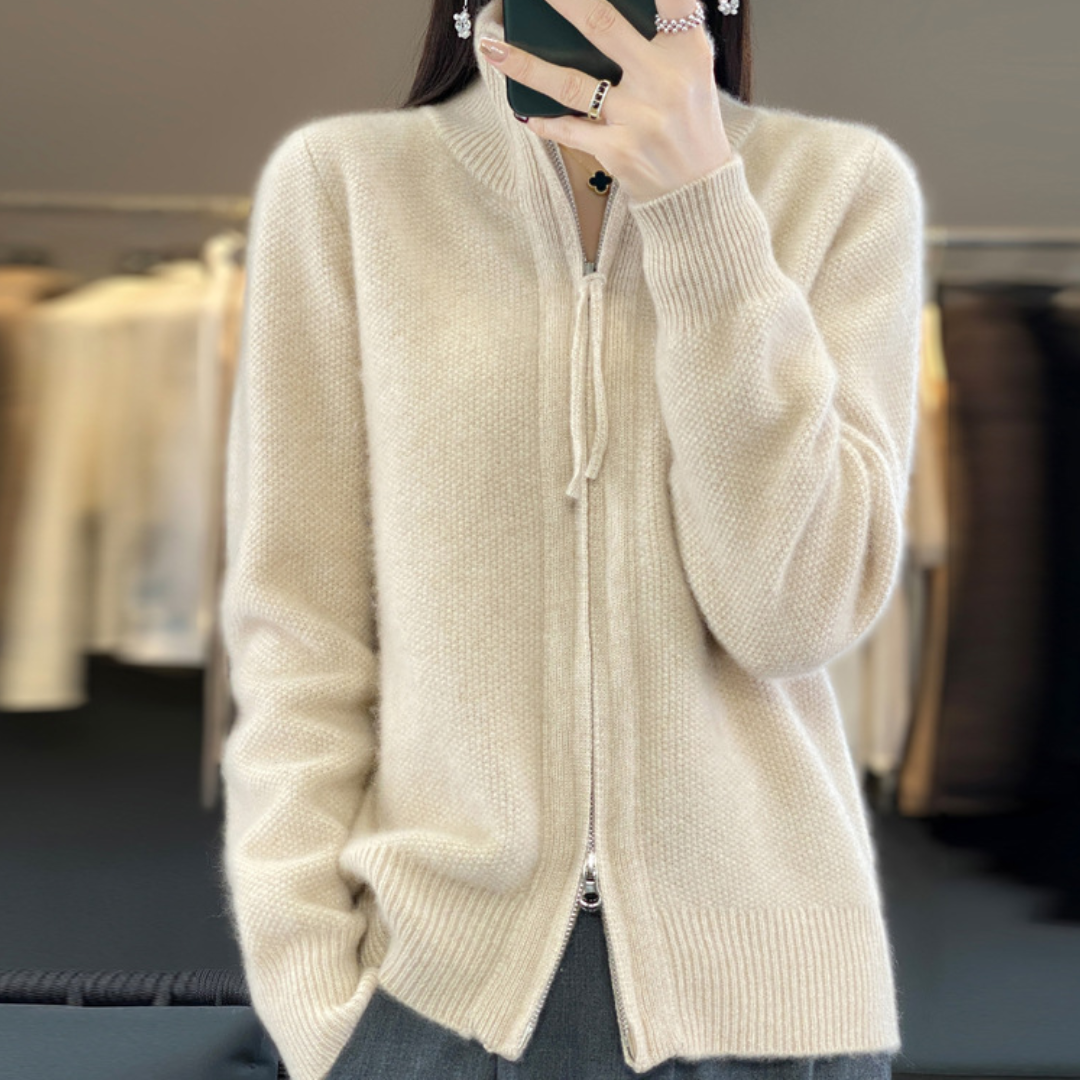 Danièle | Cardigan zippé col montant