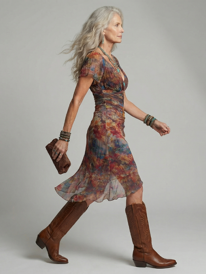 Geneviève | Robe Midi à Col Américain Épurée Aeris