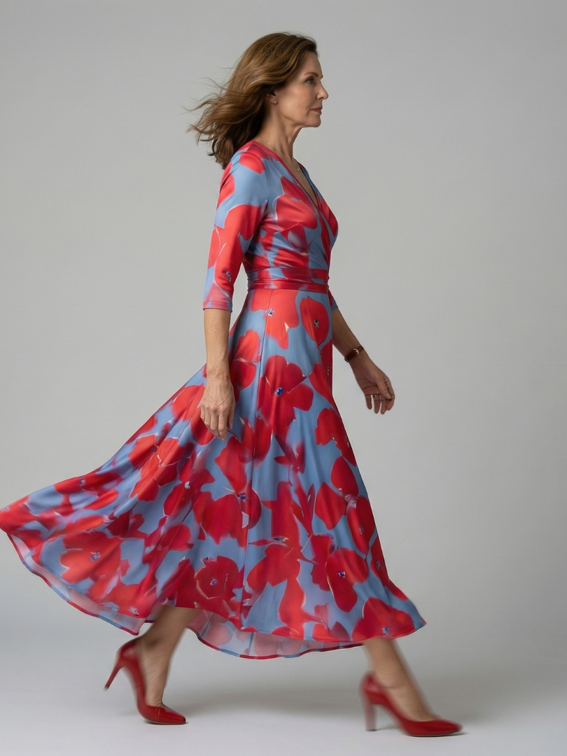 Sandrine | Robe Midi Croisée à Col Celine