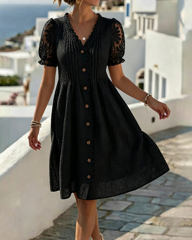 Deneke | Robe midi à manches ballon