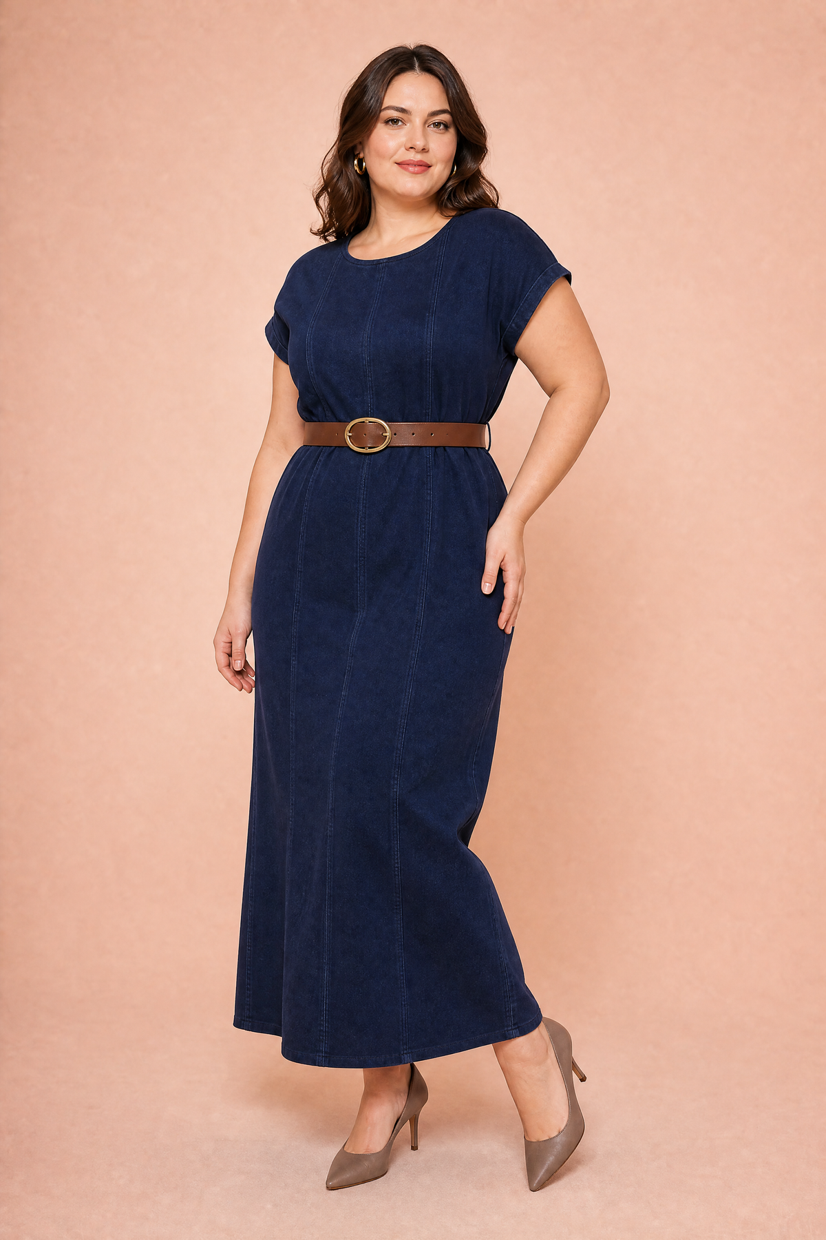 Désirée | Robe longue ceinturée manches courtes