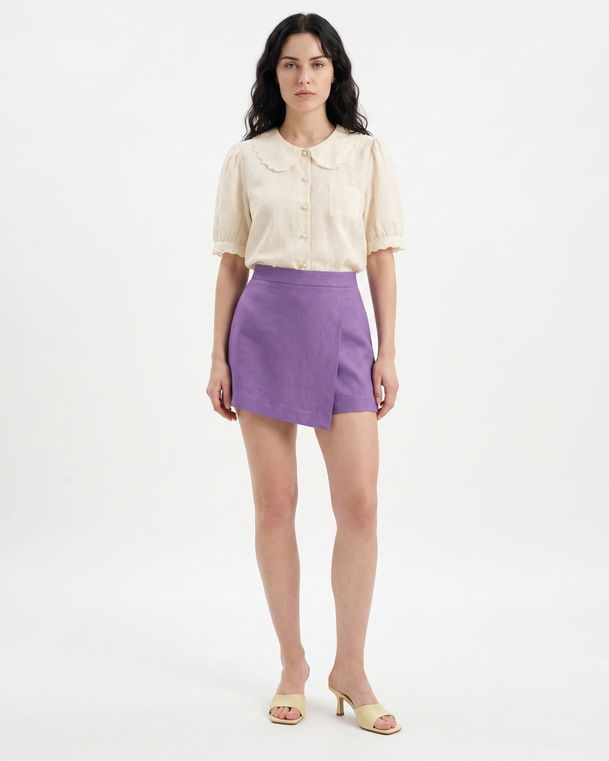 Ève | Blouse brodée à bordure dentelle