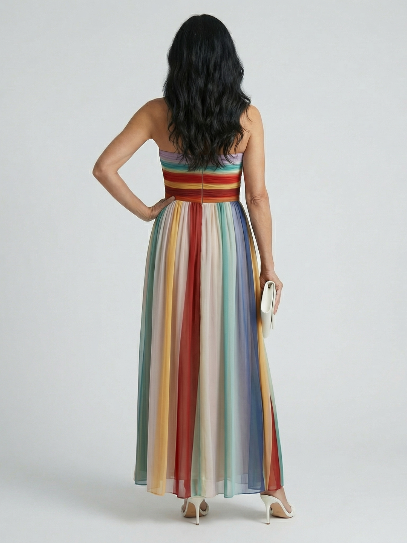 Monique | Robe Maxi à Rayures Légères Sereine