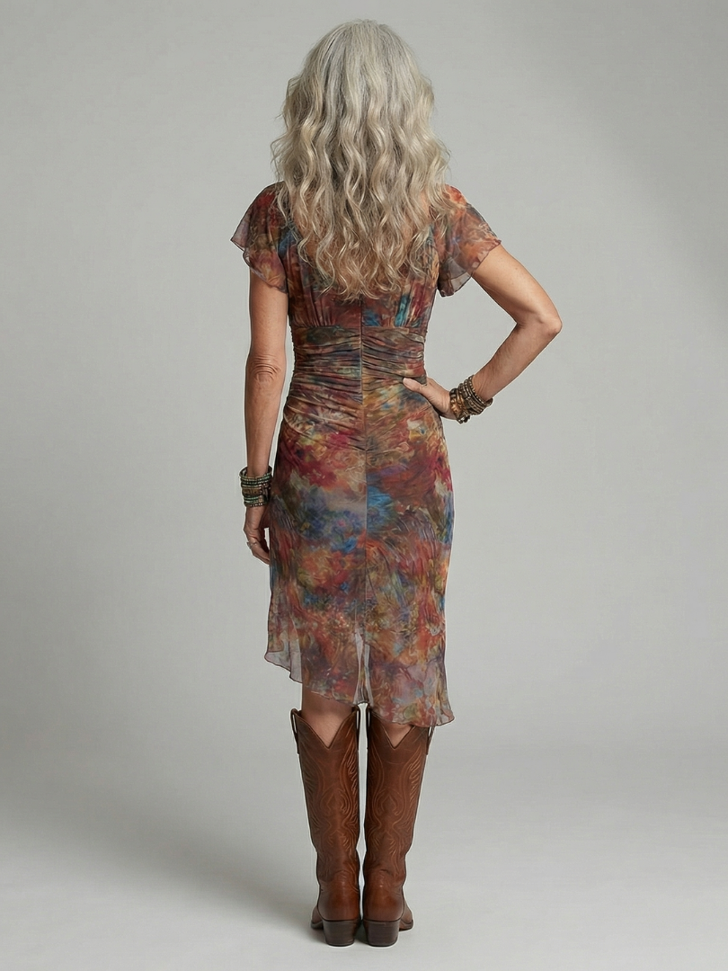Geneviève | Robe Midi à Col Américain Épurée Aeris
