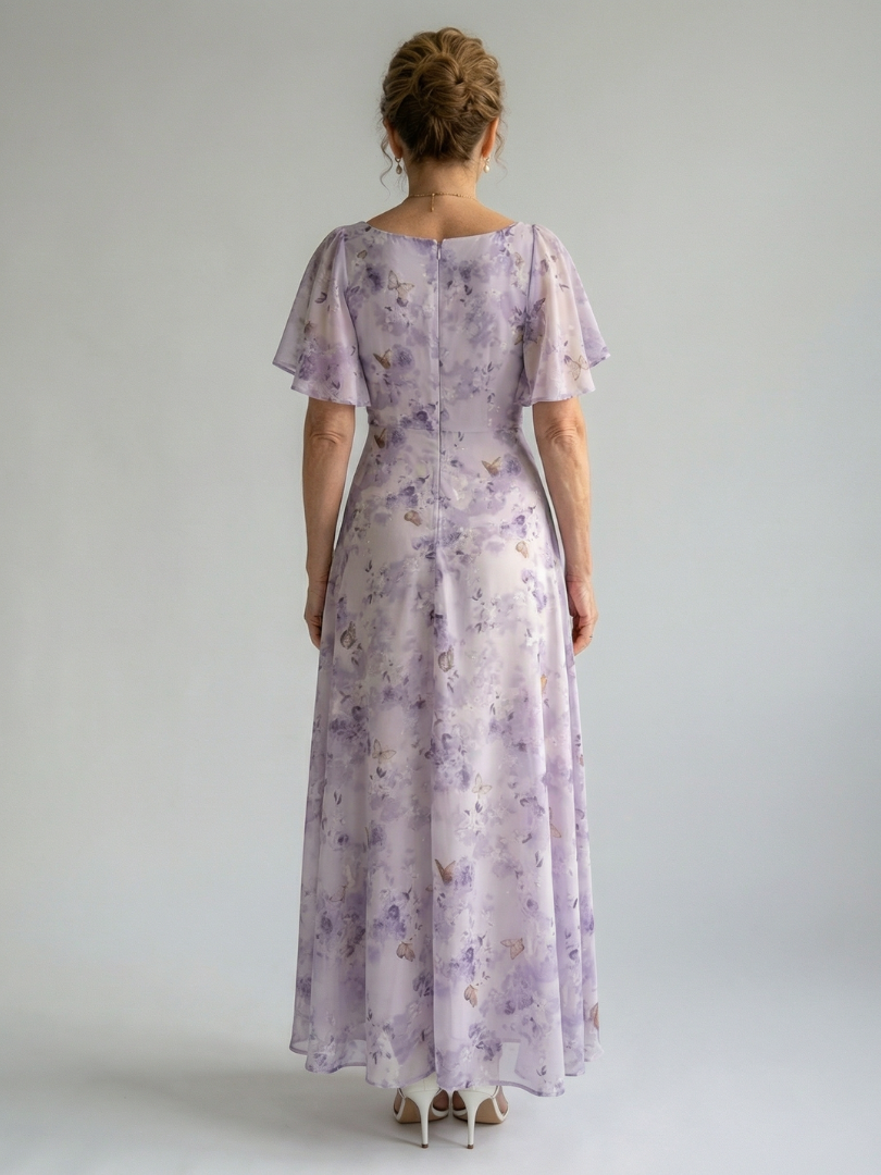 Océane | Robe Midi à Manches Volantes Vaelis